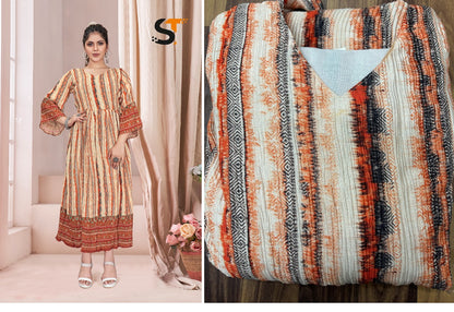 Crushed Salas Chinon Anarkali Kurtis