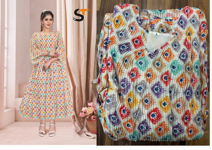 Crushed Salas Chinon Anarkali Kurtis