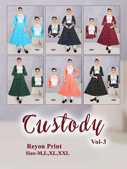 Custody Vol 3 Kavinay Rayon Anarkali Kurtis