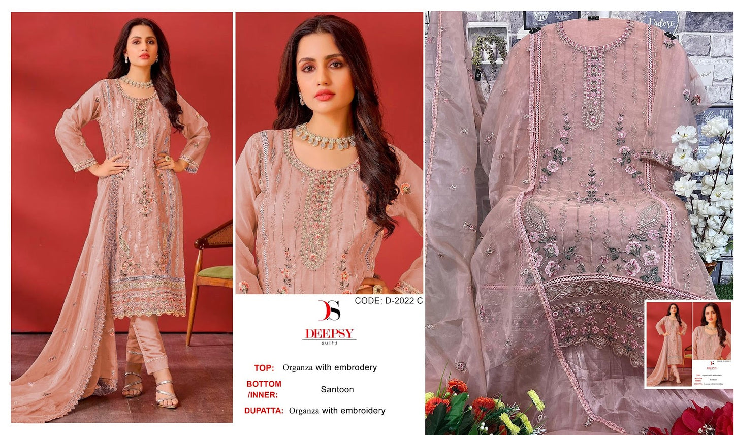 D-2022 Deepsy Organza Pakistani Salwar Suits