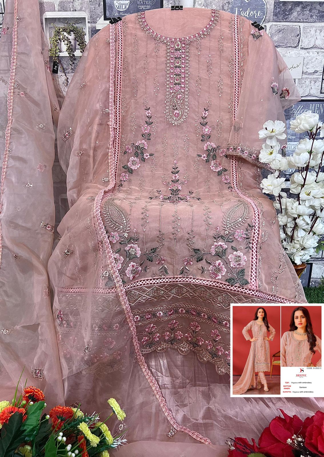 D-2022 Deepsy Organza Pakistani Salwar Suits