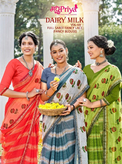 Dairy Milk-3 Madhupriya Chiffon Sarees