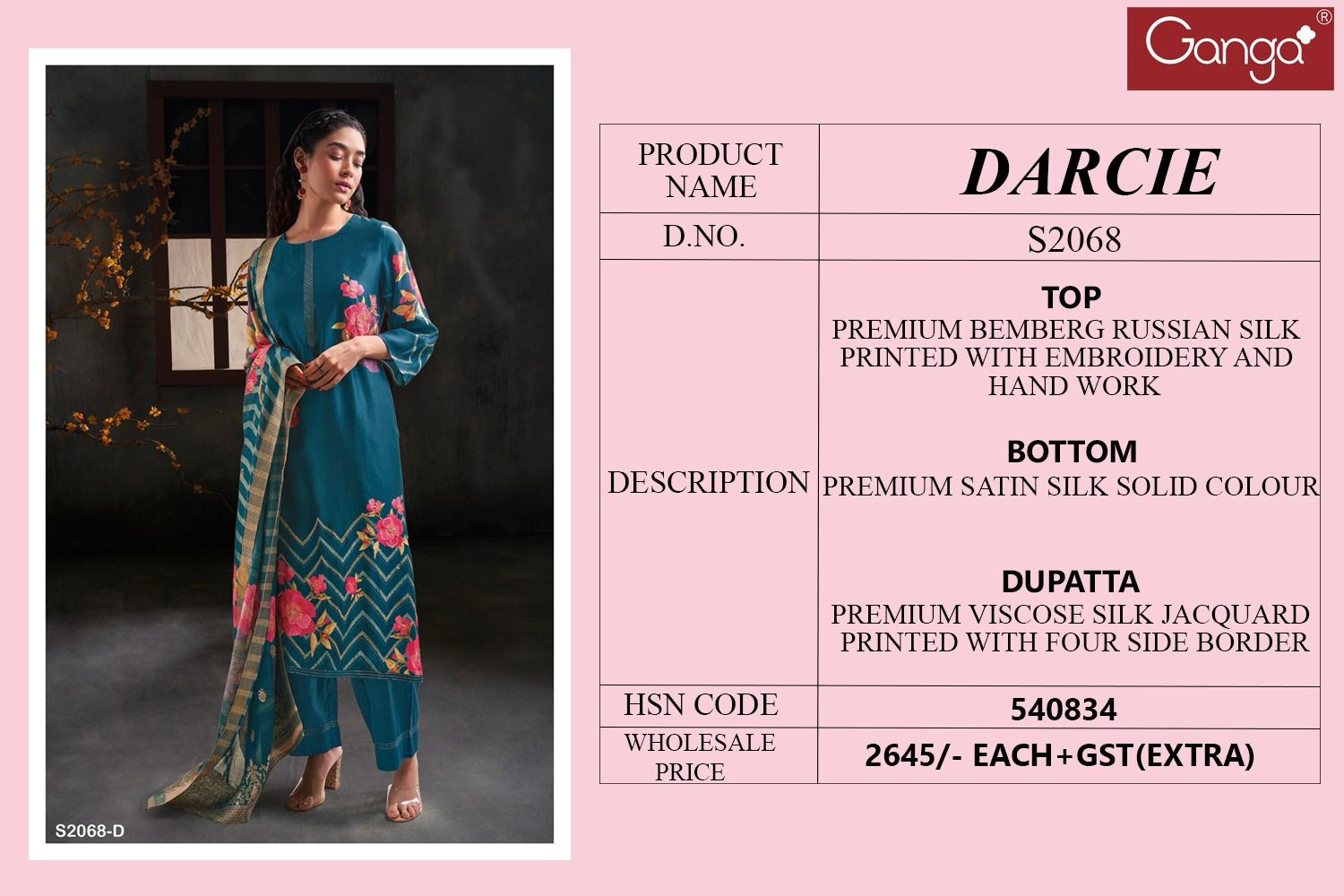 Darcie 2068 Ganga Russian Silk Plazzo Style Suits