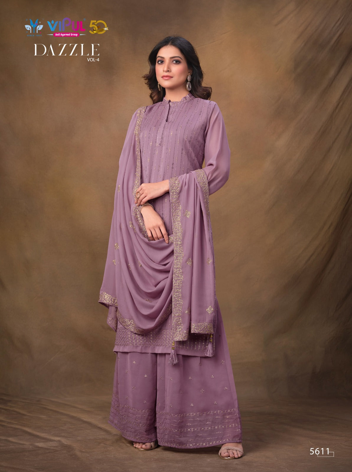 Dazzle Vol 4 Vipul Silk Georgette Plazzo Style Suits