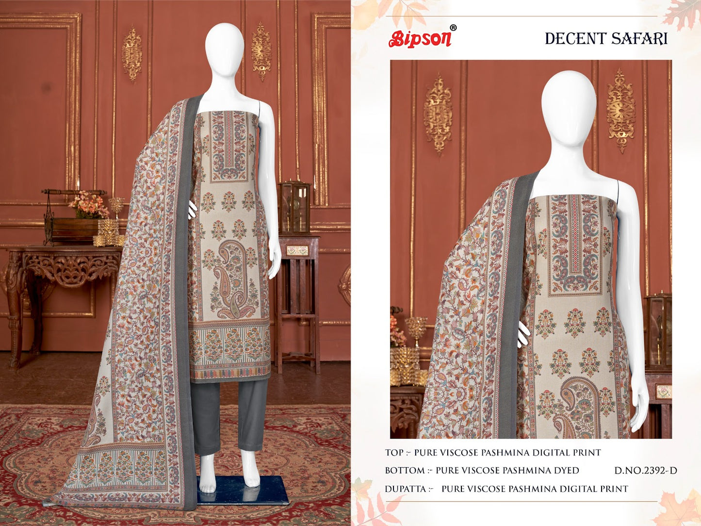 Decent Safari-2392 Bipson Prints Viscose Pashmina Suits
