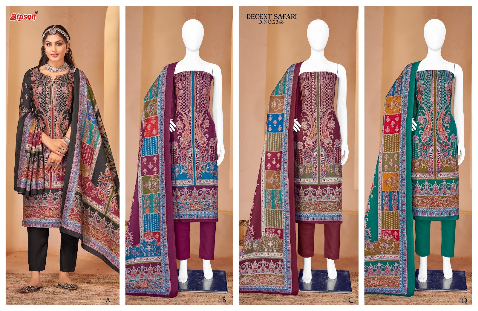 Decent Safari 2348 Bipson Prints Pashmina Suits