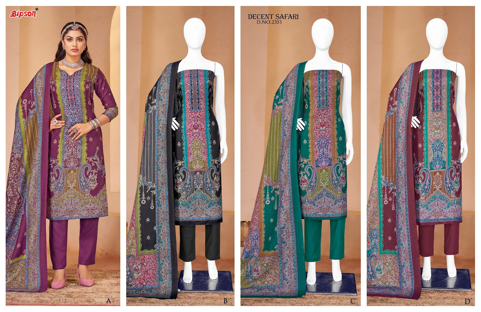 Decent Safari 2351 Bipson Prints Pashmina Suits