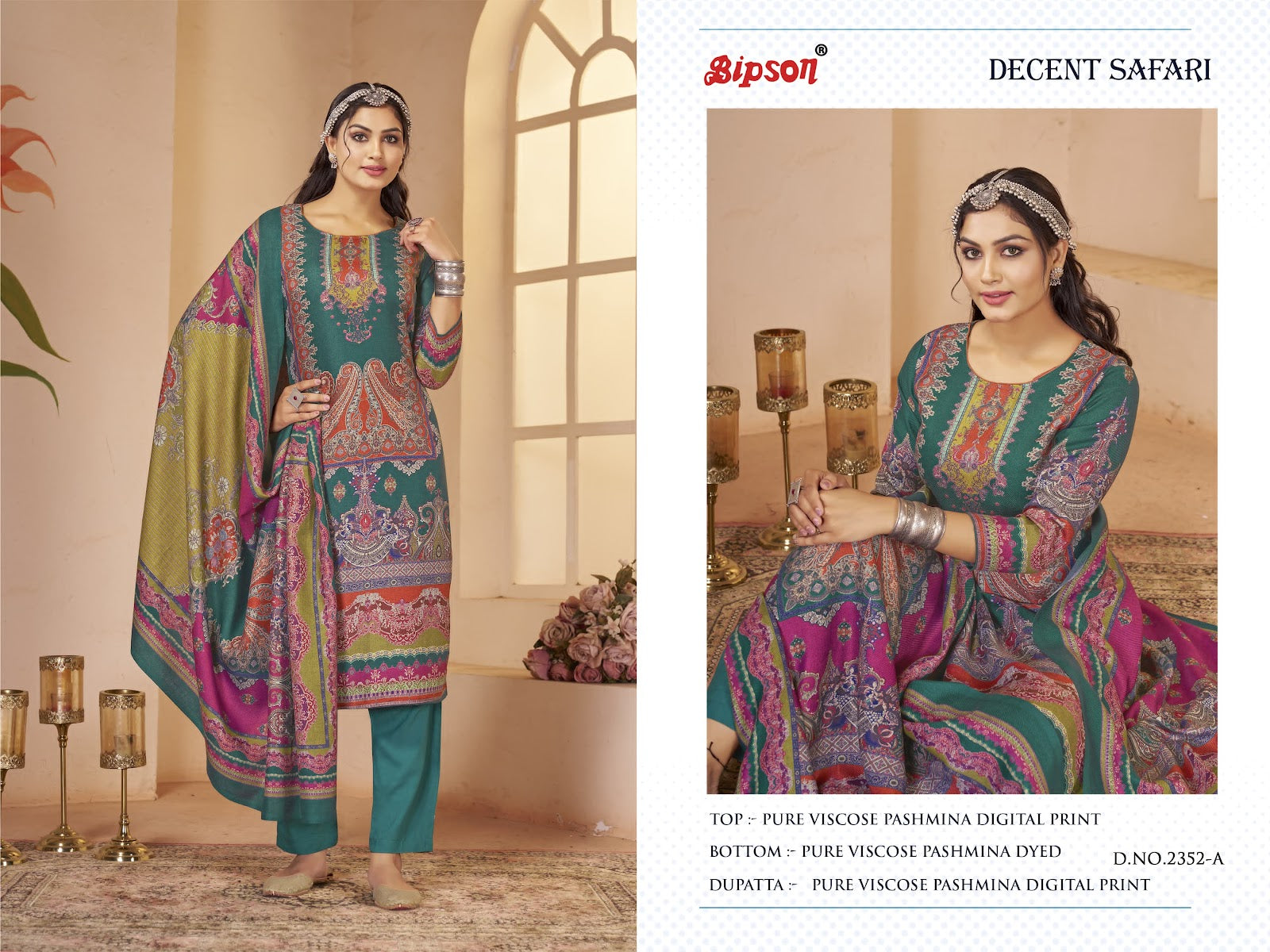 Decent Safari 2352 Bipson Prints Pashmina Suits