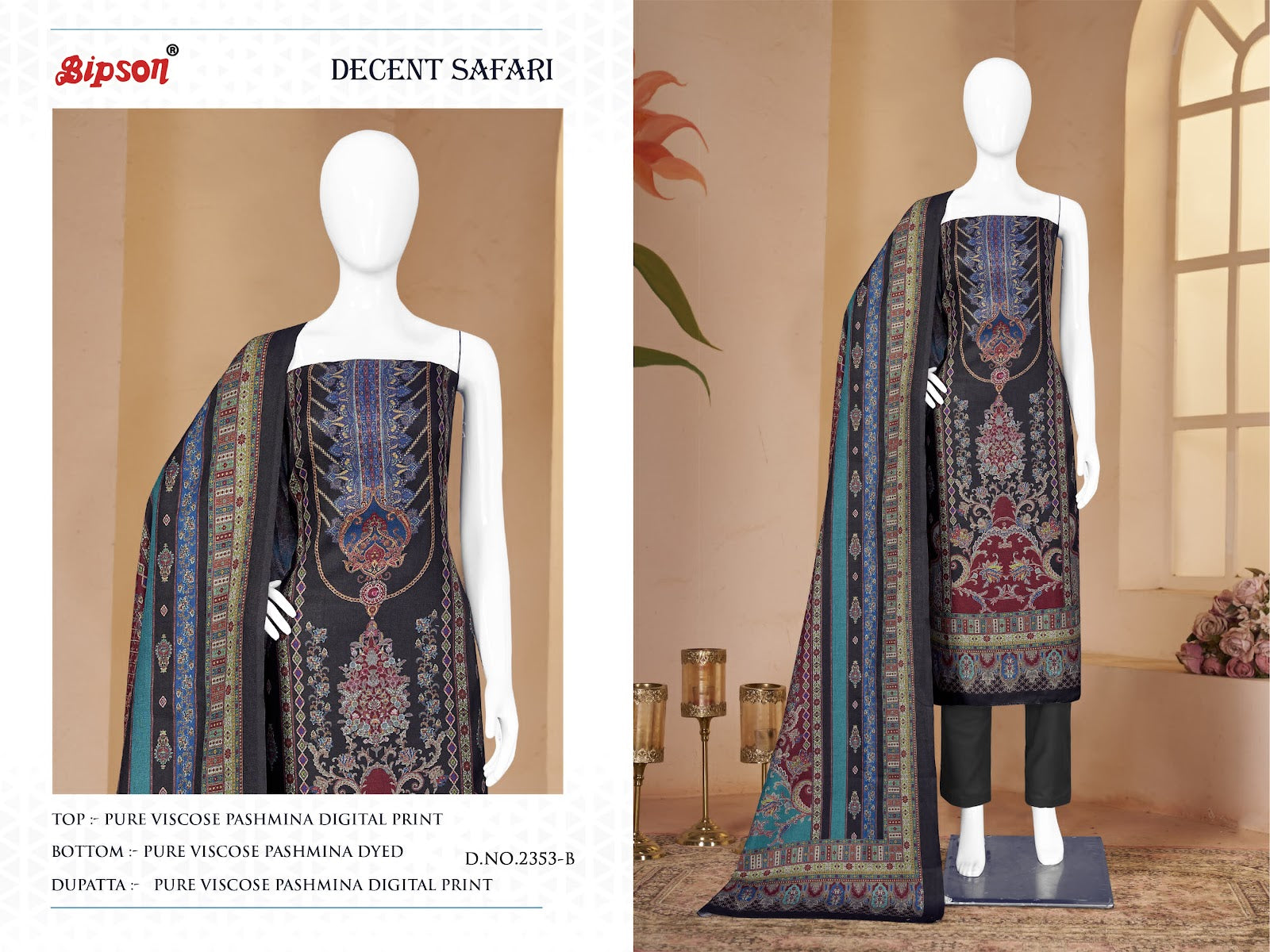 Decent Safari 2353 Bipson Prints Pashmina Suits