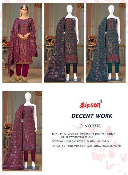 Decent Work-2378 Bipson Prints Viscose Pashmina Suits