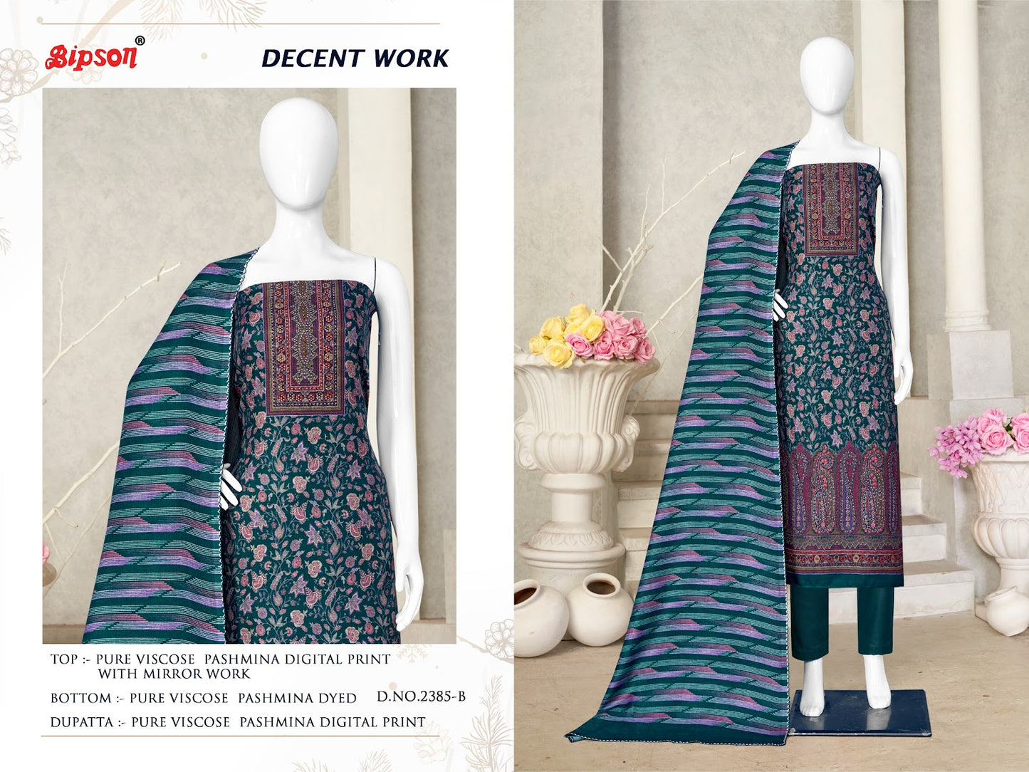 Decent Work-2385 Bipson Prints Viscose Pashmina Suits