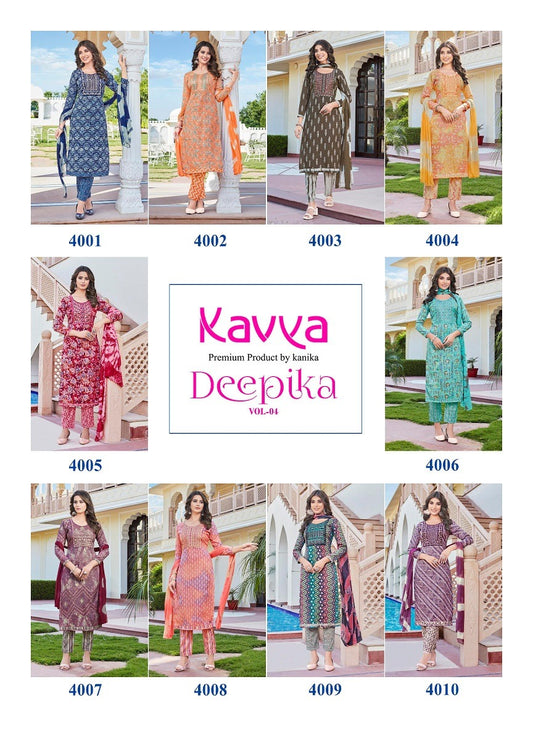 Deepika Vol 4 Kavya Rayon Readymade Pant Style Suits