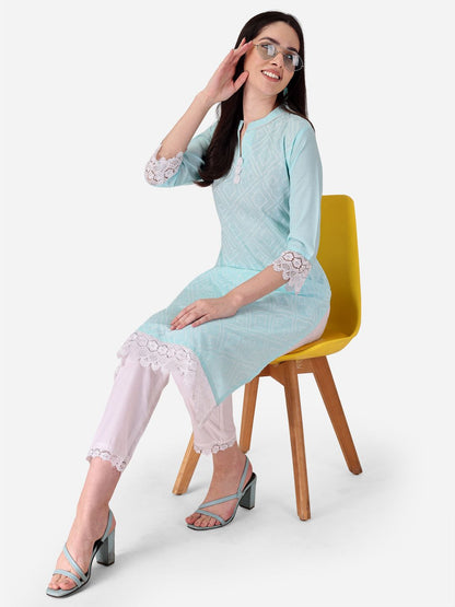Deepkalaa Seamore Cotton Kurti Pant Set