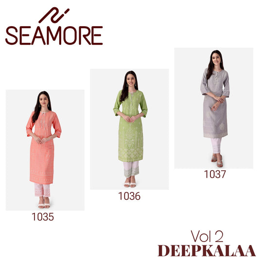 Deepkalaa Vol 2 Seamore Cotton Kurti Pant Set