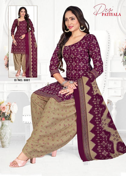 Desi Vol 8 Ganesha Cotton Readymade Cotton Patiyala Suits