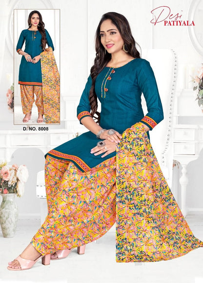 Desi Vol 8 Ganesha Cotton Readymade Cotton Patiyala Suits