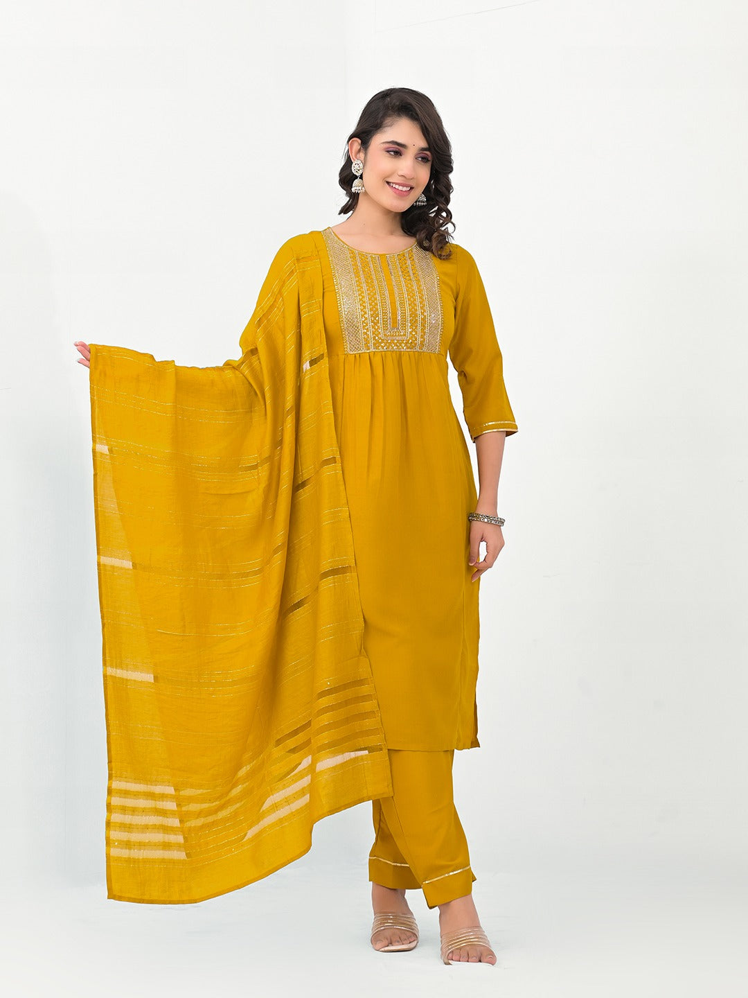 Design-1 Label Khoj Chinon Readymade Pant Style Suits