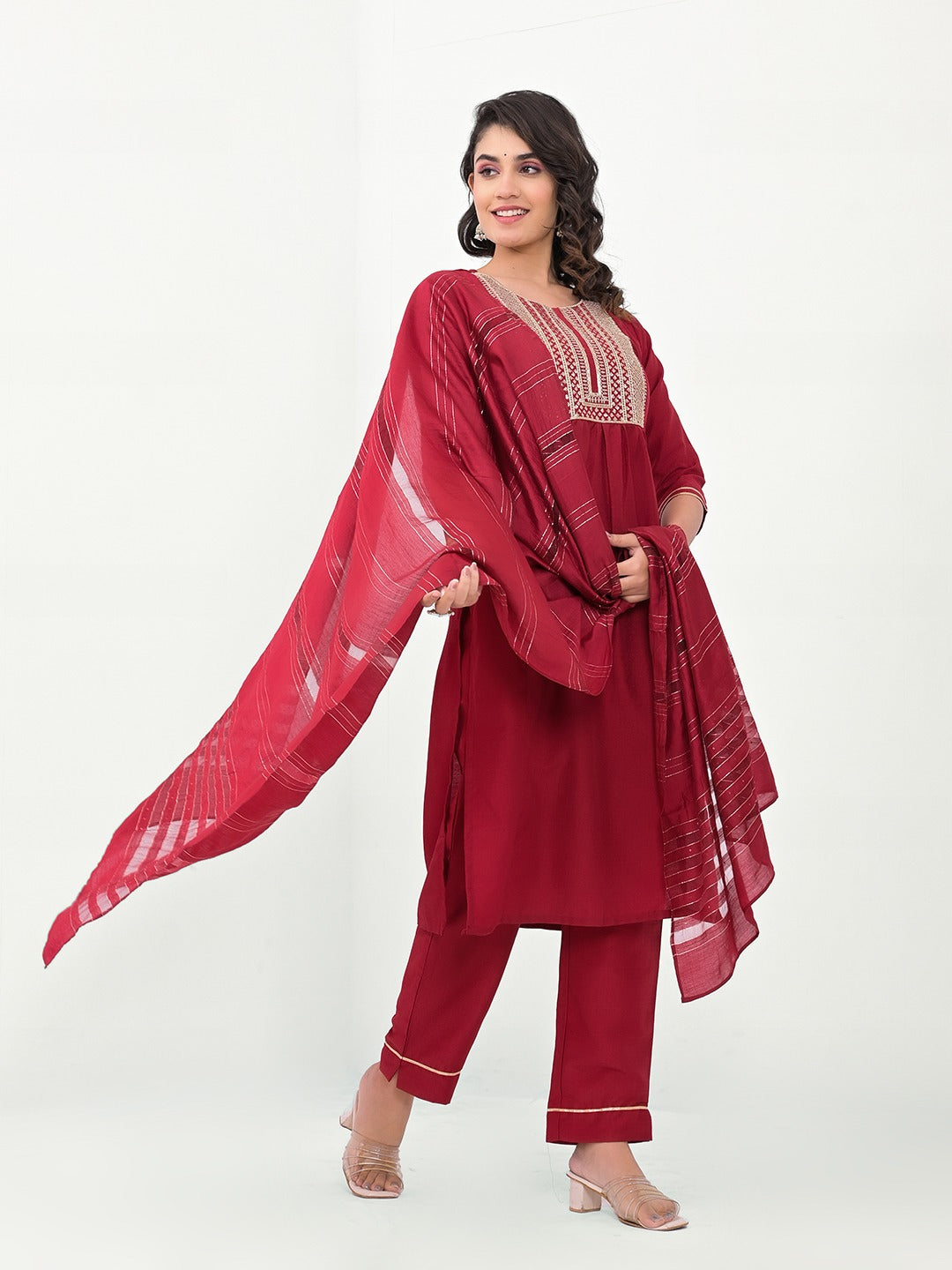 Design-1 Label Khoj Chinon Readymade Pant Style Suits