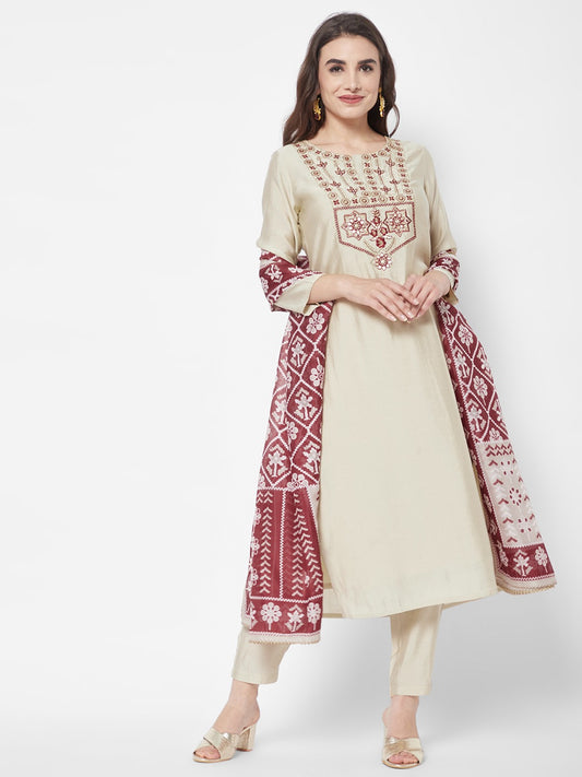 Design-2 Ffi Chanderi Silk Readymade Pant Style Suits