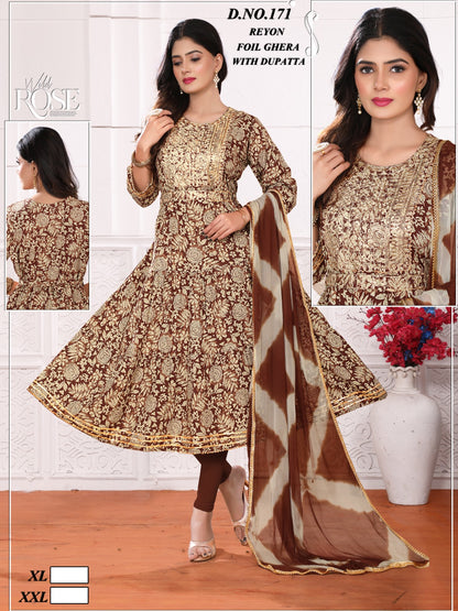 Design 1 Mahakal Rayon Kurti Dupatta Set