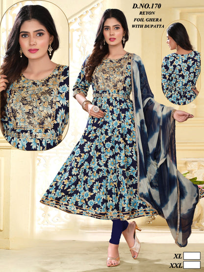 Design 1 Mahakal Rayon Kurti Dupatta Set