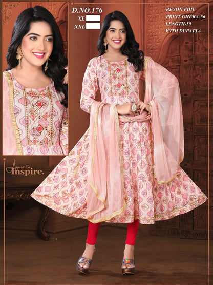 Design 1 Mahakal Rayon Kurti Dupatta Set