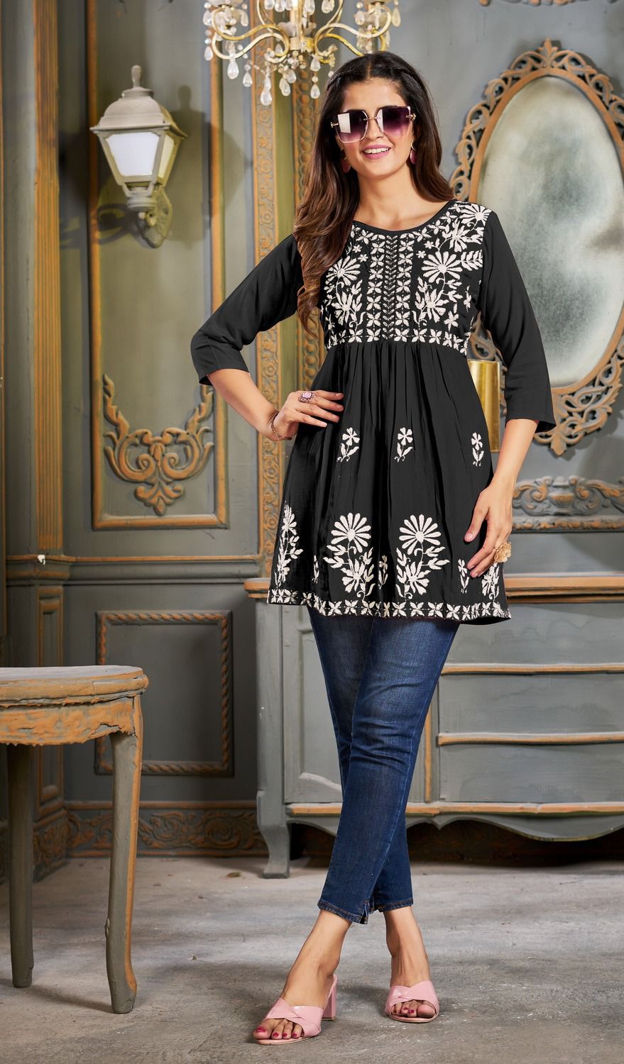 Design 1 Riya Rayon 14Kg Designer Long Top