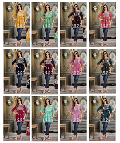 Design 1 Riya Rayon 14Kg Designer Long Top