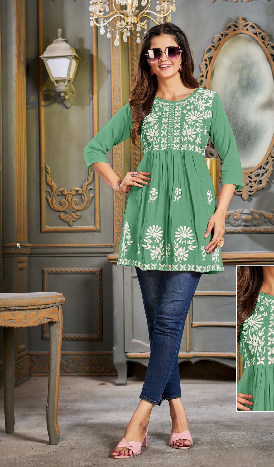 Design 1 Riya Rayon 14Kg Designer Long Top