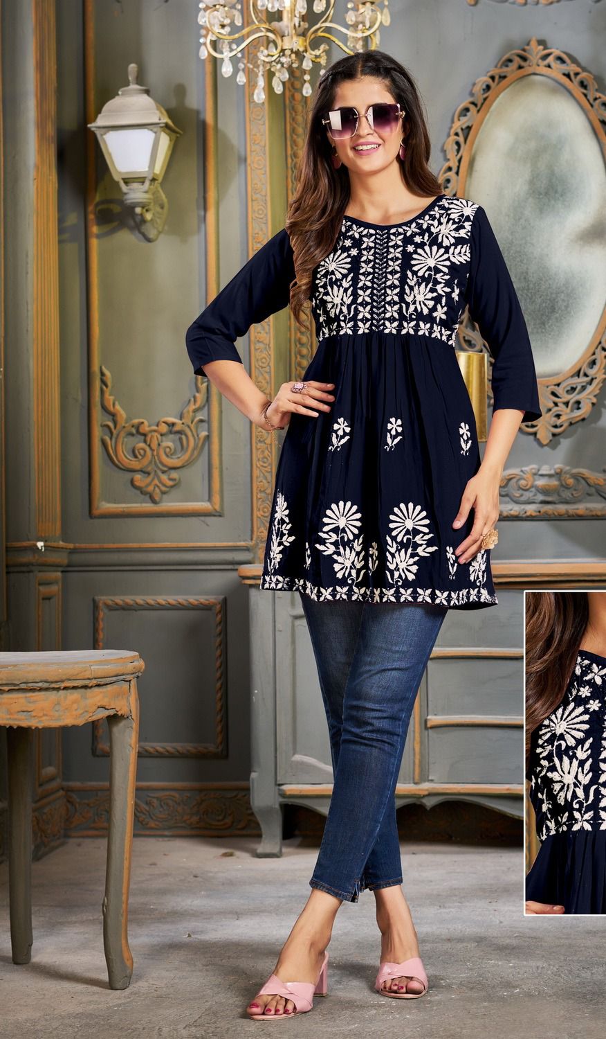 Design 1 Riya Rayon 14Kg Designer Long Top