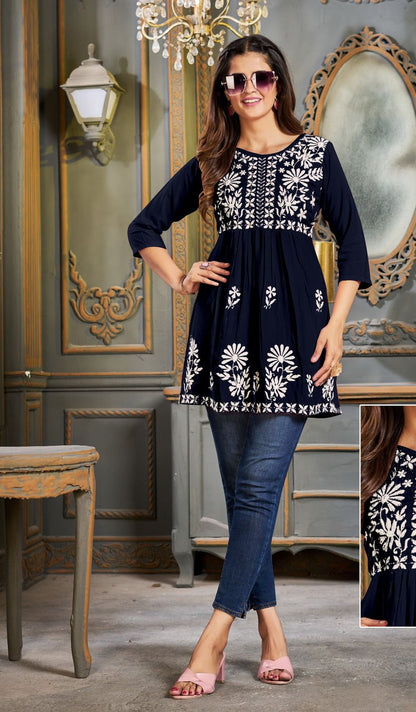 Design 1 Riya Rayon 14Kg Designer Long Top