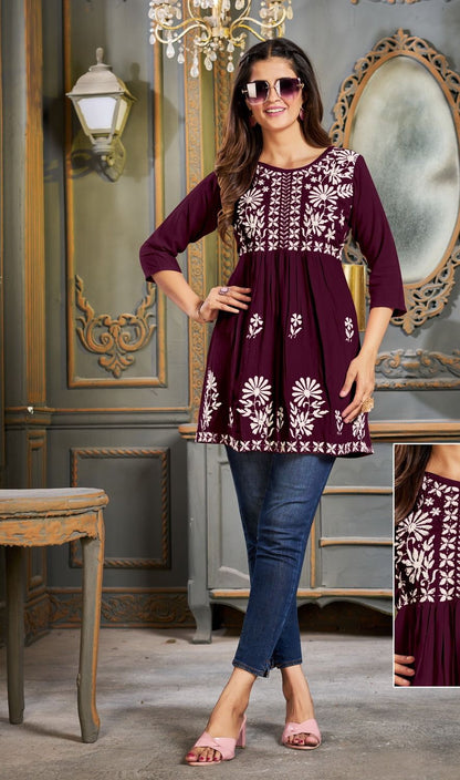 Design 1 Riya Rayon 14Kg Designer Long Top