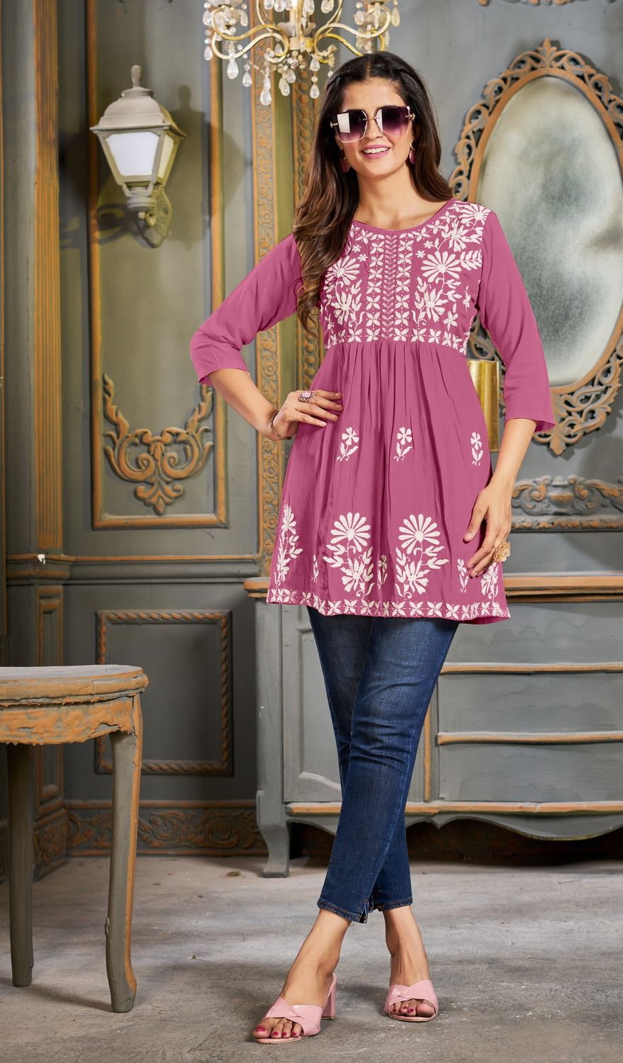 Design 1 Riya Rayon 14Kg Designer Long Top