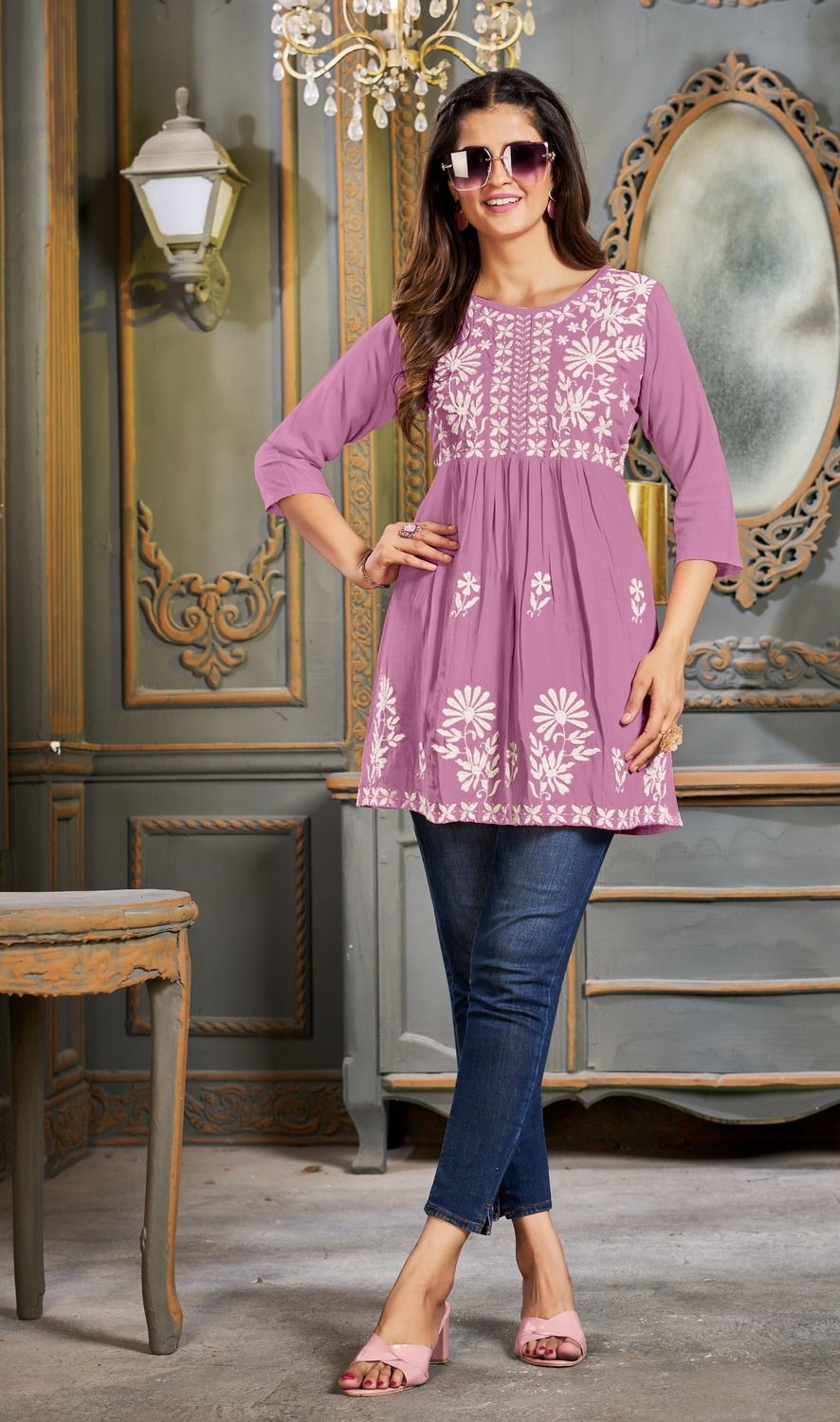 Design 1 Riya Rayon 14Kg Designer Long Top