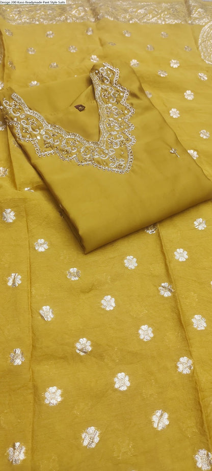Design 200 Kaso Roman Silk Readymade Pant Style Suits