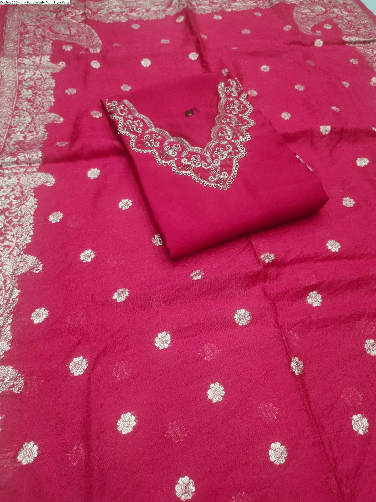 Design 200 Kaso Roman Silk Readymade Pant Style Suits