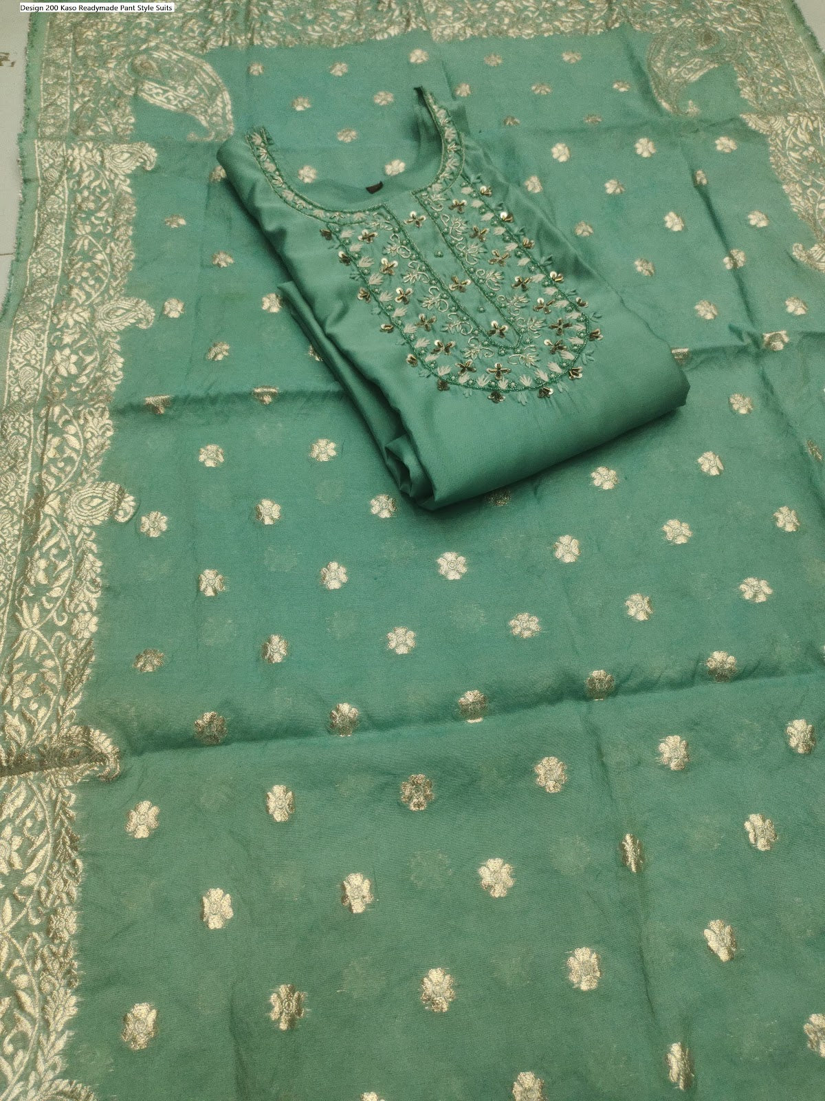 Design 200 Kaso Roman Silk Readymade Pant Style Suits