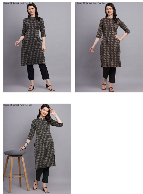 Design 21 Ganpati South Cotton Kurti Pant Set