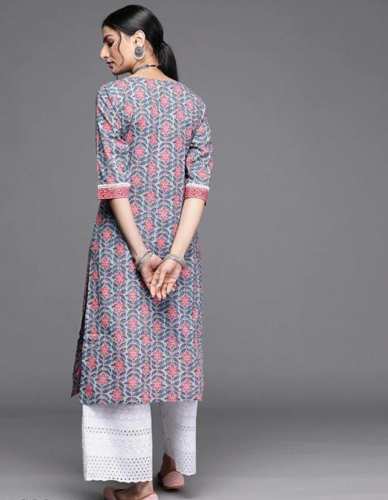 Buy Black Cotton Knee Length Kurti with 3/4 Sleeves formal Casual wear  Kurtis/Top/Dress for Women Size L Large at Amazon.in