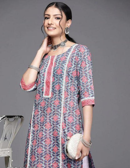 Design 28 Ganpati Cotton Knee Length Kurtis