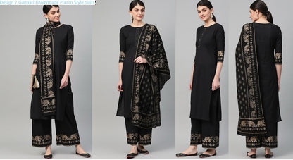 Design 7 Ganpati Cotton Readymade Plazzo Style Suits