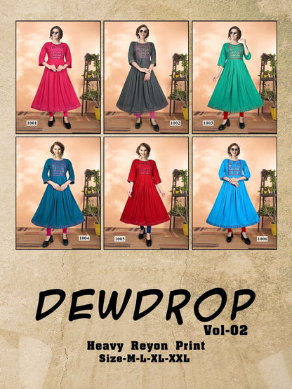 Dewdrop Vol 2 Kavinay Rayon Anarkali Kurtis