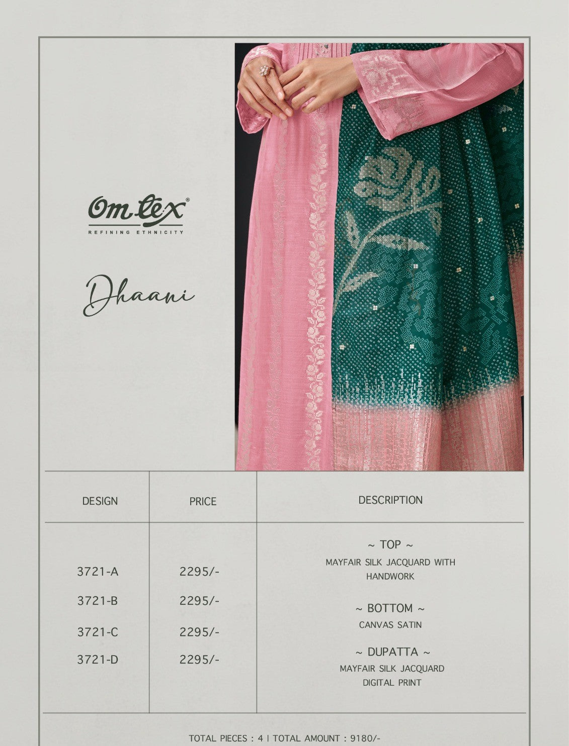 Dhaani Omtex Silk Pant Style Suits