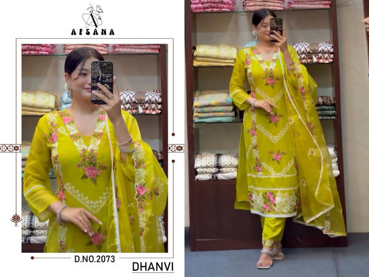 Dhanvi-2073 Afsana Organza Readymade Pant Style Suits