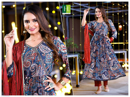 Digital Print 01 H Dot Readymade Pant Style Suits