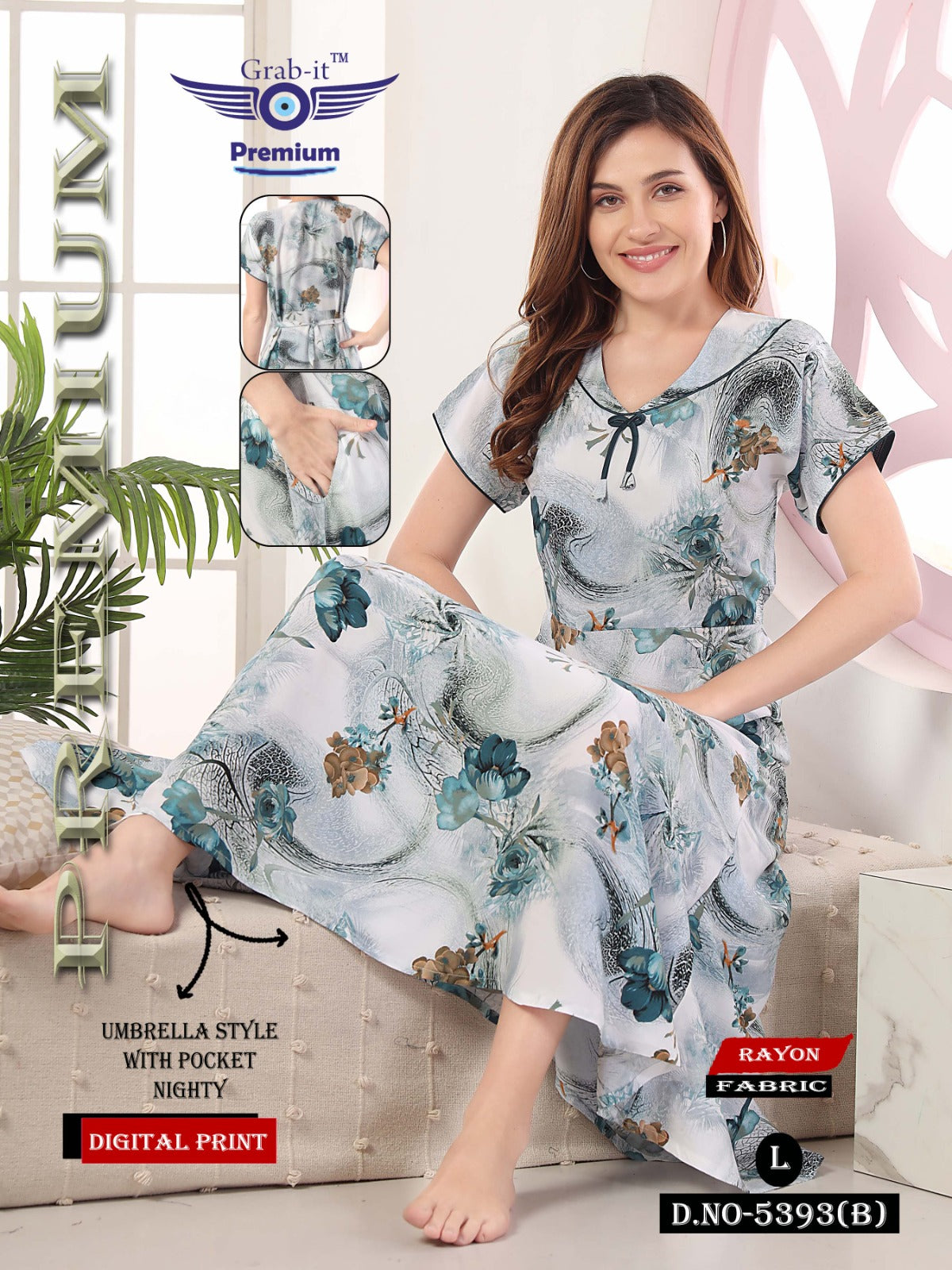 Digital Print 1812 Grab It Rayon Night Gowns