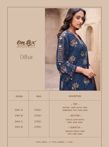 Dilbar Omtex Crape Pant Style Suits