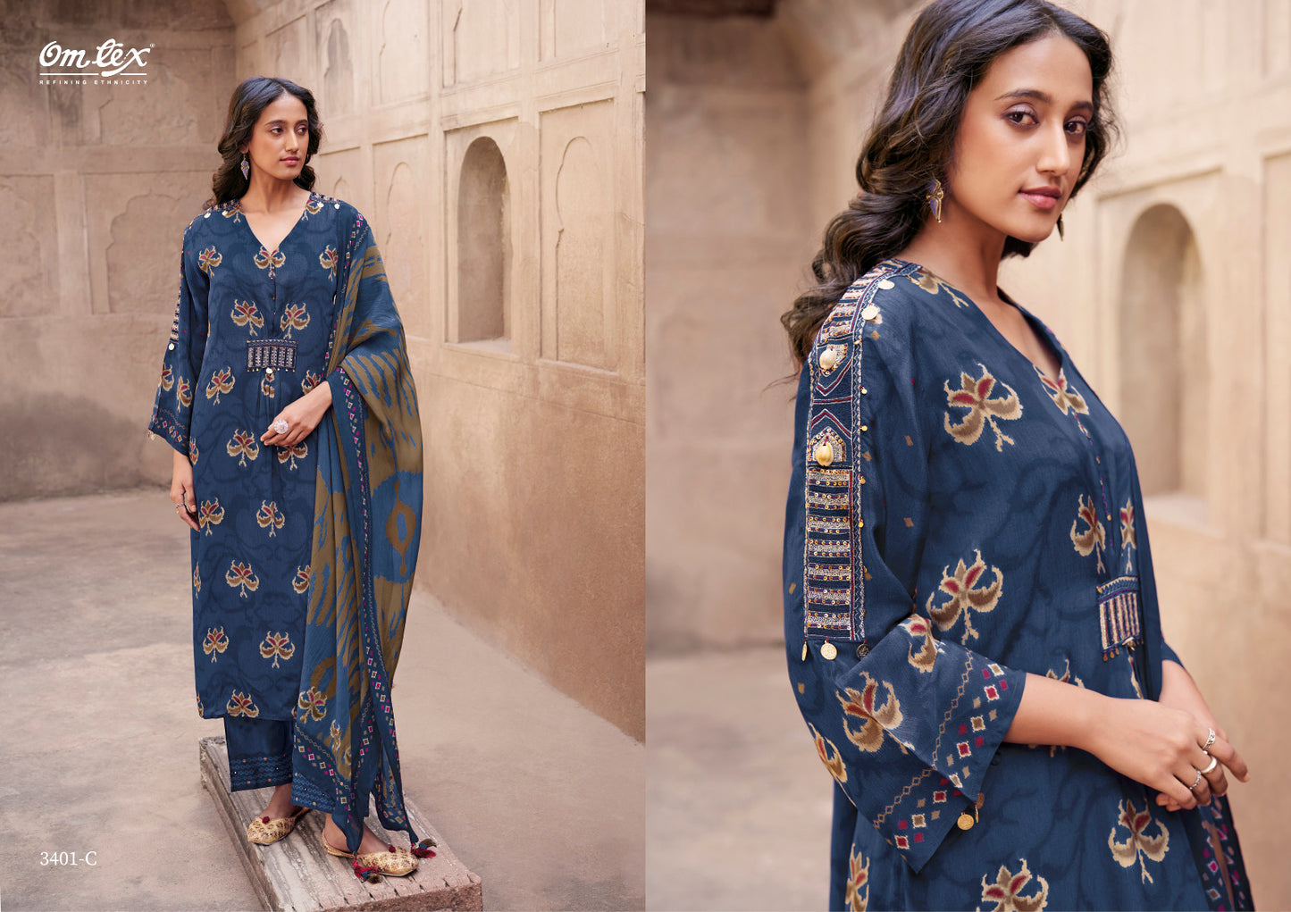 Dilbar Omtex Crape Pant Style Suits