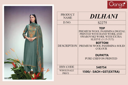 Dilhani 2275 Ganga Wool Pashmina Suits