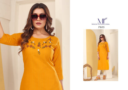 Diva Vol 1 Moksh International Silk Long Straight Kurti